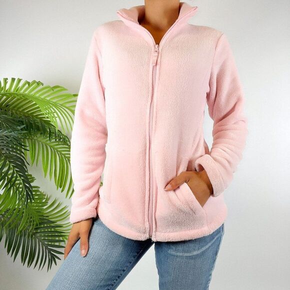 Women's Pink Barbiecore Casual Teddy Fuzzy Girly Lightweight Jacket / Small - Picture 3 of 4